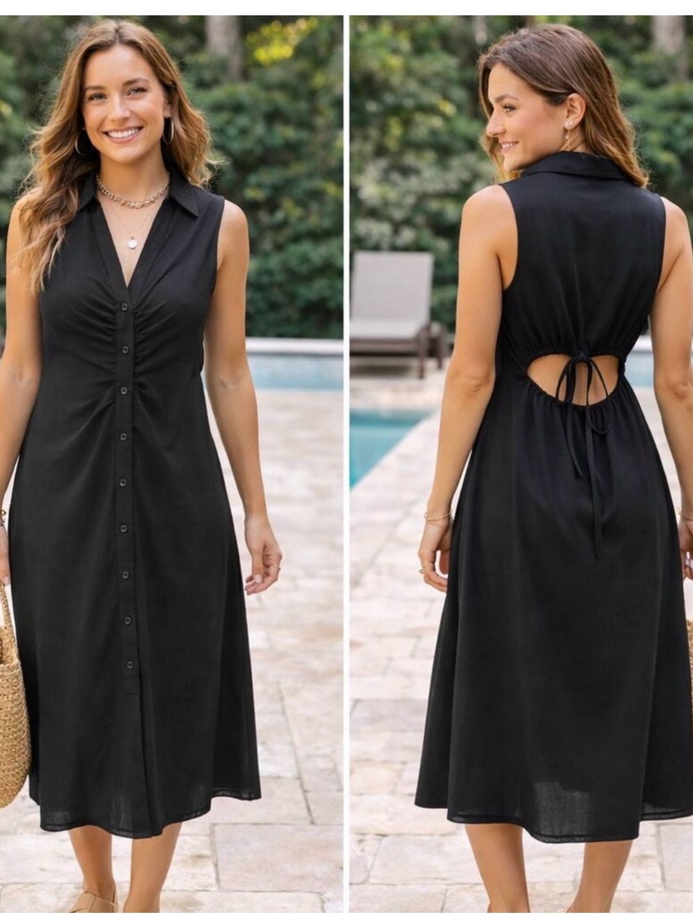 Astr Black Textured Collared Sleeveless Top